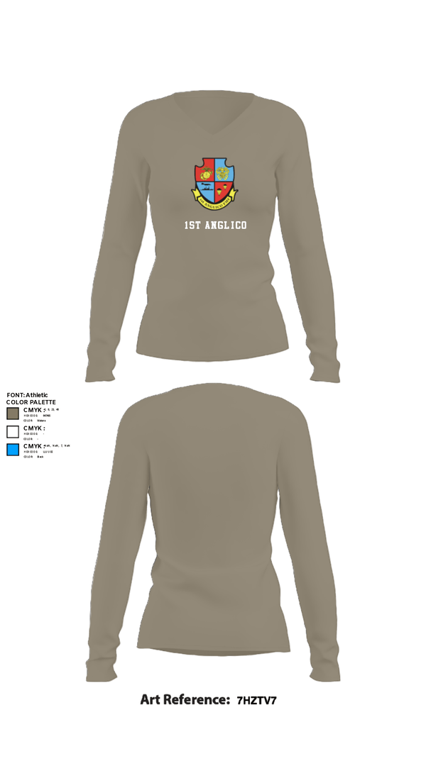 Women's Long Sleeve Vneck Shirt, 1st Anglico, , Teamtime, Team time, sublimation, custom sports apparel, team uniforms, spirit wear, spiritwear, sports uniforms, custom shirts, team store, custom team store, fundraiser sports, apparel fundraiser