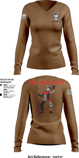 Women's Long Sleeve Vneck Shirt, 23 FSS823 Base Defense Squadron, , Teamtime, Team time, sublimation, custom sports apparel, team uniforms, spirit wear, spiritwear, sports uniforms, custom shirts, team store, custom team store, fundraiser sports, apparel fundraiser