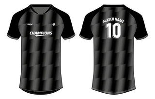 Black Champions football jersey, front and back