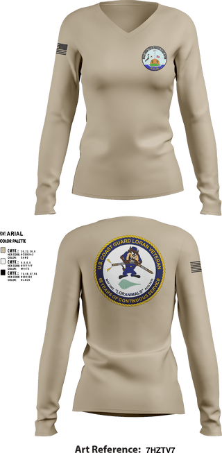 Women's Long Sleeve Vneck Shirt, Marcus Island Loran Station, Coast Guard, Teamtime, Team time, sublimation, custom sports apparel, team uniforms, spirit wear, spiritwear, sports uniforms, custom shirts, team store, custom team store, fundraiser sports, apparel fundraiser