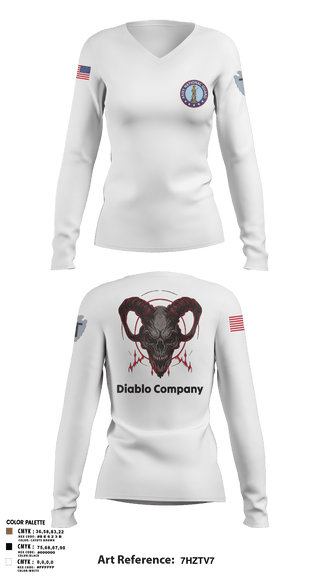 Women's Long Sleeve Vneck Shirt, Delta Company 3-144th Infantry, National Guard, Teamtime, Team time, sublimation, custom sports apparel, team uniforms, spirit wear, spiritwear, sports uniforms, custom shirts, team store, custom team store, fundraiser sports, apparel fundraiser