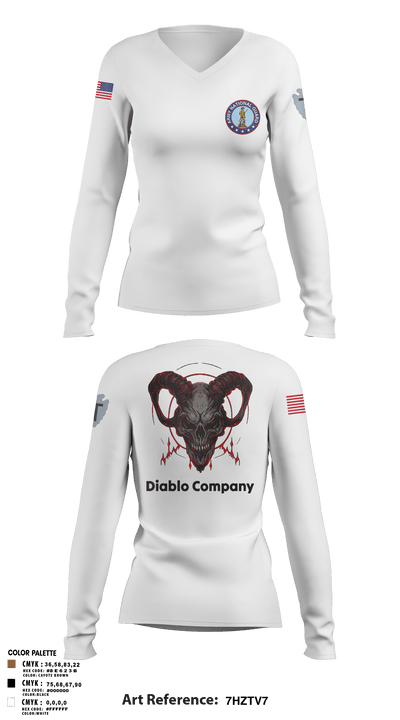 Delta Company 3-144th Infantry 77323460 Women's Long Sleeve V-neck Shirt - 5