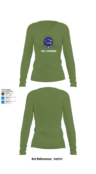 Women's Long Sleeve Vneck Shirt, VAQ-139 Cougars, Navy, Teamtime, Team time, sublimation, custom sports apparel, team uniforms, spirit wear, spiritwear, sports uniforms, custom shirts, team store, custom team store, fundraiser sports, apparel fundraiser