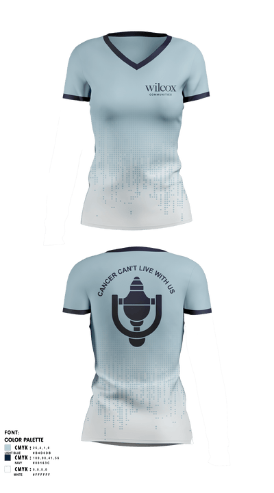 Wilcox Communities Pelotonia 69272562 Women's Short Sleeve V-neck Shirt - 8