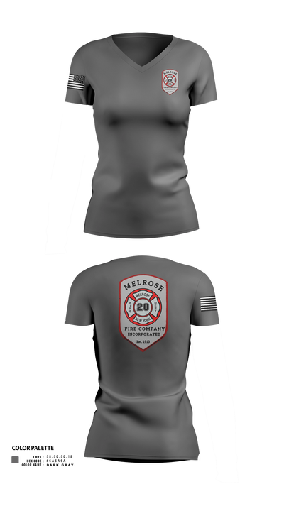 The Melrose Fire Company Incorporated 84438539 Women's Short Sleeve V-neck Shirt - 22