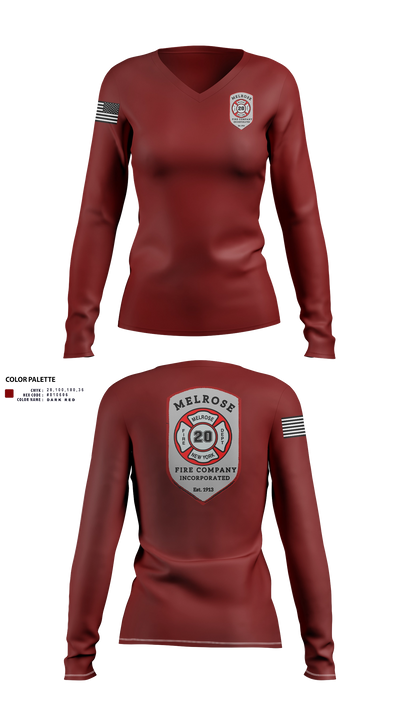 The Melrose Fire Company Incorporated 84438539 Women's Long Sleeve V-neck Shirt - 23