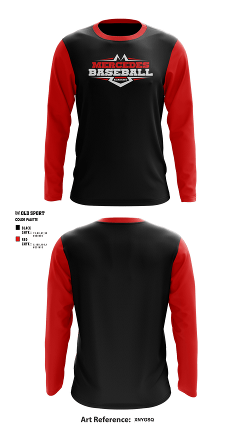 Long Sleeve Performance Shirt, Mercedes Baseball Academy, Baseball, Teamtime, Team time, sublimation, custom sports apparel, team uniforms, spirit wear, spiritwear, sports uniforms, custom shirts, team store, custom team store, fundraiser sports, apparel fundraiser