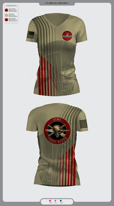 2nd Force Reconnaissance 94860325 Women's Short Sleeve V-neck Shirt - 2