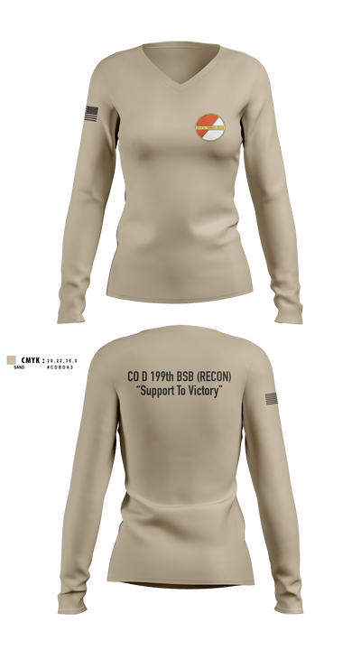 Co D 199TH BSB RECON 1334677 Women's Long Sleeve V-neck Shirt - 7