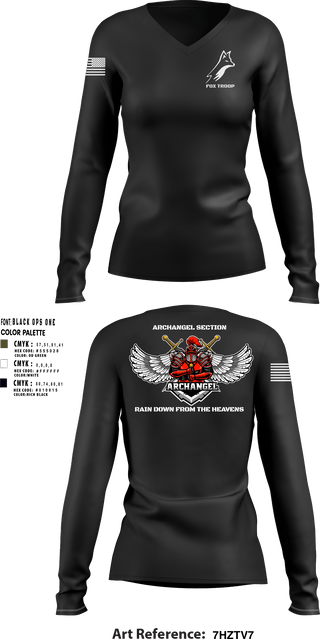 Women's Long Sleeve Vneck Shirt, Fox troop, Army, Teamtime, Team time, sublimation, custom sports apparel, team uniforms, spirit wear, spiritwear, sports uniforms, custom shirts, team store, custom team store, fundraiser sports, apparel fundraiser