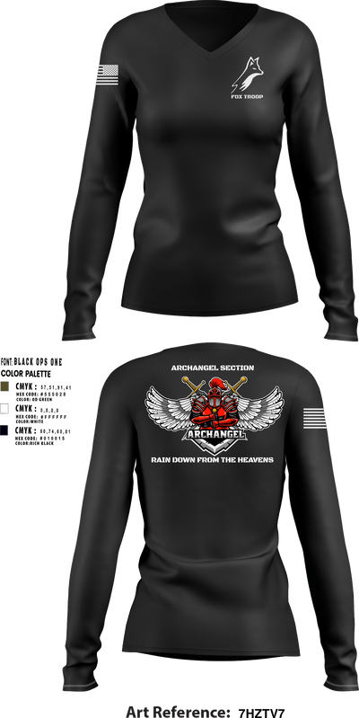 Fox troop 31876072 Women's Long Sleeve V-neck Shirt - 3