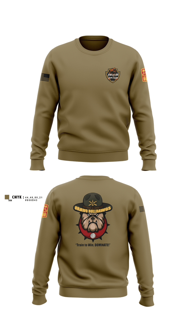Crew Neck Sweatshirt, Bravo BulldawgsBravo BulldawgsB_3-6 ADARBulldawgs 3-6ADAR, Army, Teamtime, Team time, sublimation, custom sports apparel, team uniforms, spirit wear, spiritwear, sports uniforms, custom shirts, team store, custom team store, fundraiser sports, apparel fundraiser