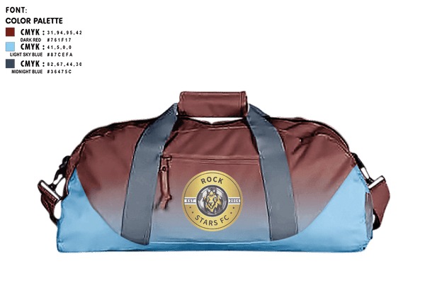 Duffle Bag, Rock Star, Men's Soccer, Teamtime, Team time, sublimation, custom sports apparel, team uniforms, spirit wear, spiritwear, sports uniforms, custom shirts, team store, custom team store, fundraiser sports, apparel fundraiser