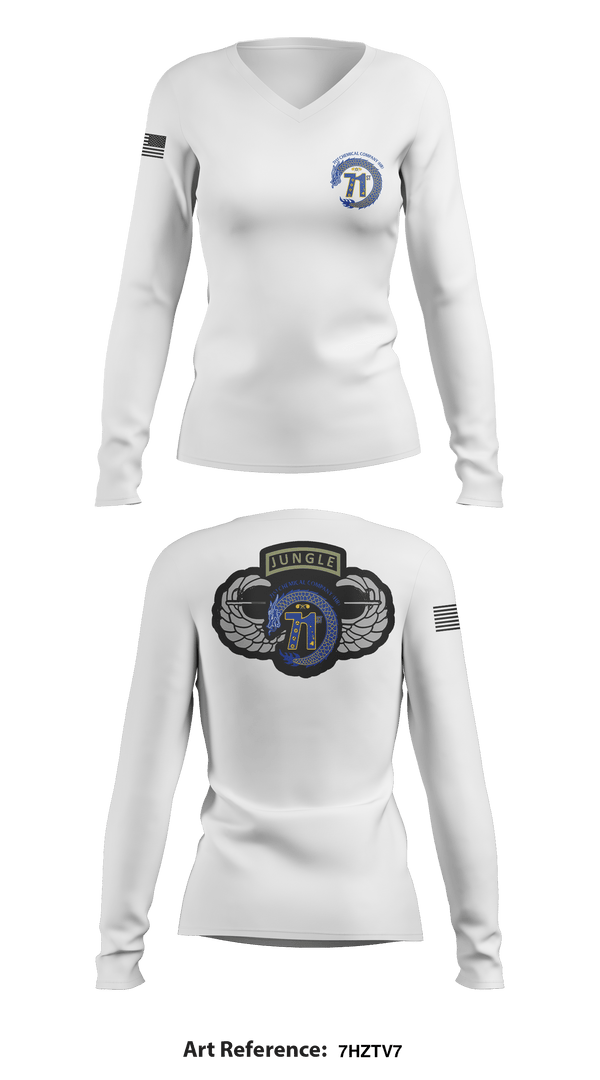 Women's Long Sleeve Vneck Shirt, 71st Chemical Company (HR), Army, Teamtime, Team time, sublimation, custom sports apparel, team uniforms, spirit wear, spiritwear, sports uniforms, custom shirts, team store, custom team store, fundraiser sports, apparel fundraiser