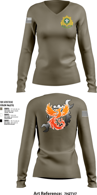 Women's Long Sleeve Vneck Shirt, Phoenix battery, Army, Teamtime, Team time, sublimation, custom sports apparel, team uniforms, spirit wear, spiritwear, sports uniforms, custom shirts, team store, custom team store, fundraiser sports, apparel fundraiser