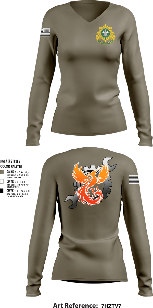 Women's Long Sleeve Vneck Shirt, Phoenix battery, Army, Teamtime, Team time, sublimation, custom sports apparel, team uniforms, spirit wear, spiritwear, sports uniforms, custom shirts, team store, custom team store, fundraiser sports, apparel fundraiser