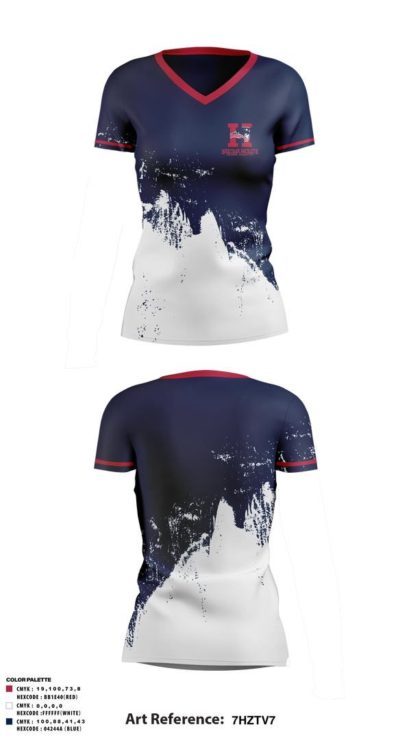 Women's Short Sleeve Vneck Shirt, Heritage Patriots Cross Country, Cross Country, Teamtime, Team time, sublimation, custom sports apparel, team uniforms, spirit wear, spiritwear, sports uniforms, custom shirts, team store, custom team store, fundraiser sports, apparel fundraiser