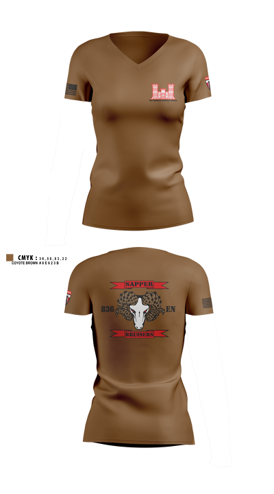 836 Engineer Company SAPPER 18446869 Women's Short Sleeve V-neck Shirt - 1