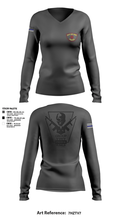 Erie police department 42261710 Women's Long Sleeve V-neck Shirt - 5