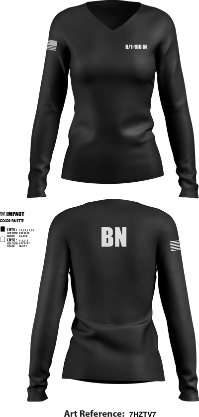 B/1-186 IN 77413074 Women's Long Sleeve V-neck Shirt - 1