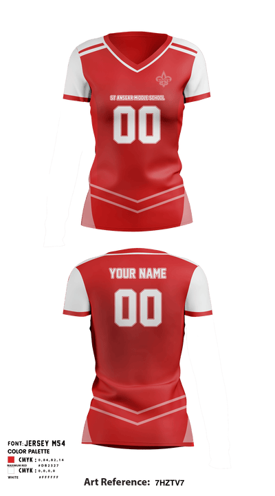 St Ansgar Middle School Volleyball 24762689 Women's Short Sleeve V-neck Shirt - 1