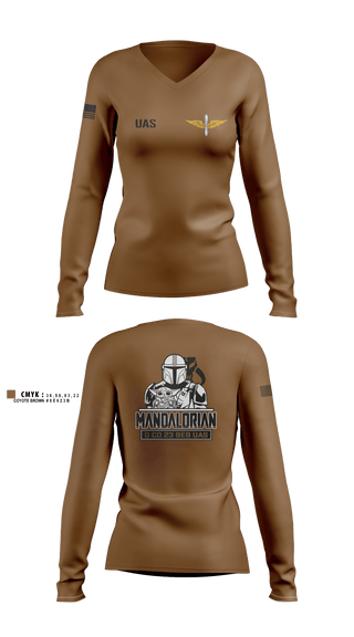 Women's Long Sleeve Vneck Shirt, 23rd BEB UAS, Army, Teamtime, Team time, sublimation, custom sports apparel, team uniforms, spirit wear, spiritwear, sports uniforms, custom shirts, team store, custom team store, fundraiser sports, apparel fundraiser