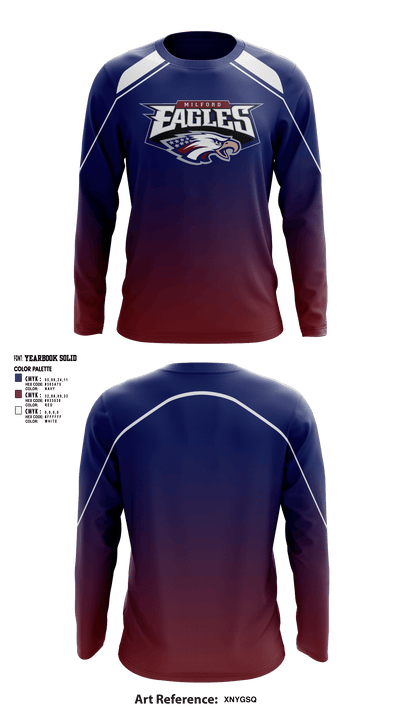 Milford Eagles Pop Warner Football and Cheer 85500081 Long Sleeve Performance Shirt - 1