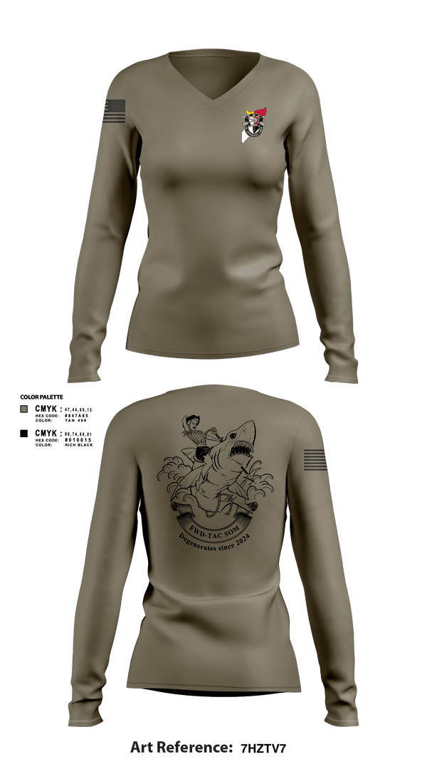 Women's Long Sleeve Vneck Shirt, JSOTF-SOM FWD TAC, Army, Teamtime, Team time, sublimation, custom sports apparel, team uniforms, spirit wear, spiritwear, sports uniforms, custom shirts, team store, custom team store, fundraiser sports, apparel fundraiser