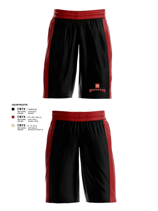 Mens Basketball Shorts, Riverton, Men's Basketball, Teamtime, Team time, sublimation, custom sports apparel, team uniforms, spirit wear, spiritwear, sports uniforms, custom shirts, team store, custom team store, fundraiser sports, apparel fundraiser