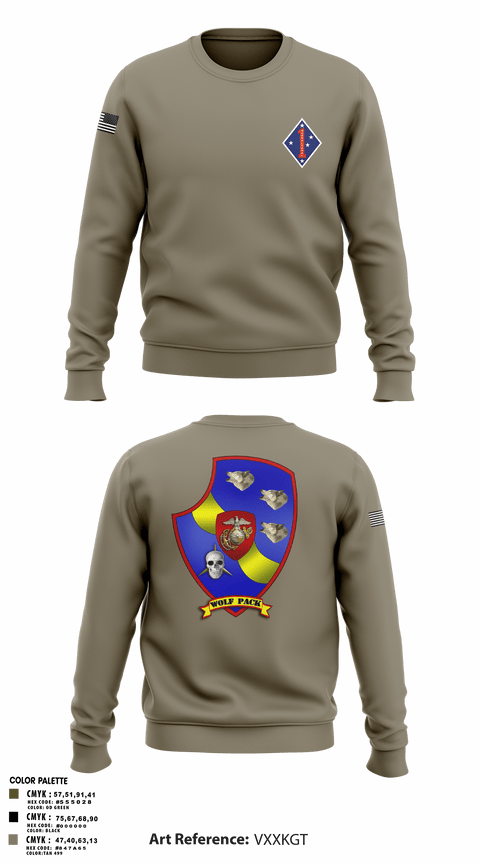 Crew Neck Sweatshirt, 3rd LAR 1st MARDIV, Marines, Teamtime, Team time, sublimation, custom sports apparel, team uniforms, spirit wear, spiritwear, sports uniforms, custom shirts, team store, custom team store, fundraiser sports, apparel fundraiser