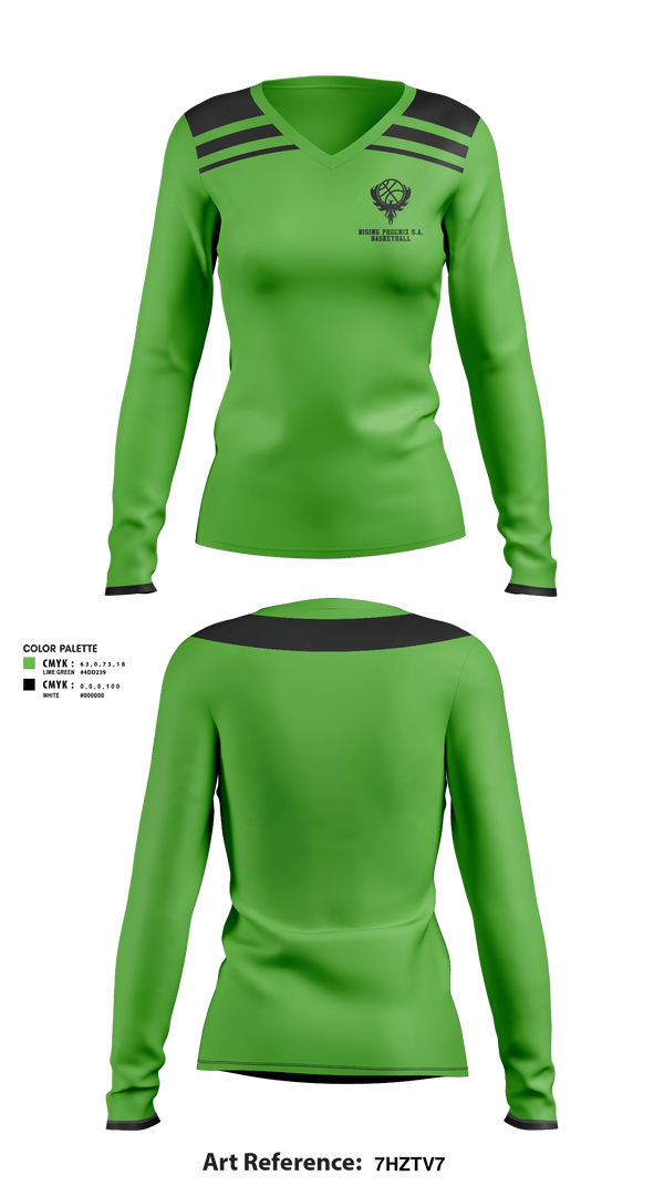 Women's Long Sleeve Vneck Shirt, Rising Phoenix S.A., Men's Basketball, Teamtime, Team time, sublimation, custom sports apparel, team uniforms, spirit wear, spiritwear, sports uniforms, custom shirts, team store, custom team store, fundraiser sports, apparel fundraiser