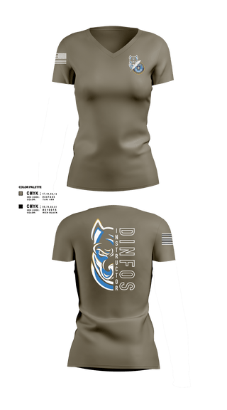 Women's Short Sleeve Vneck Shirt, DINFOS (Defense Information School), Army, Teamtime, Team time, sublimation, custom sports apparel, team uniforms, spirit wear, spiritwear, sports uniforms, custom shirts, team store, custom team store, fundraiser sports, apparel fundraiser