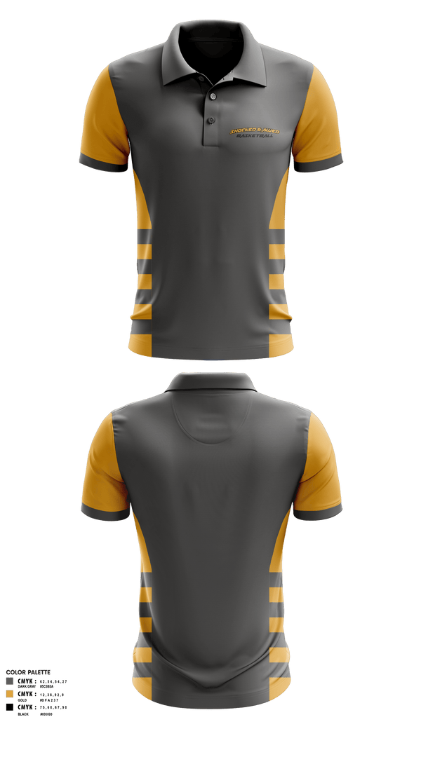 Short Sleeve Performance Polo, Shocked & Awed, Men's Basketball, Teamtime, Team time, sublimation, custom sports apparel, team uniforms, spirit wear, spiritwear, sports uniforms, custom shirts, team store, custom team store, fundraiser sports, apparel fundraiser