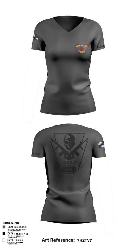 Women's Short Sleeve Vneck Shirt, Erie police department, Police, Teamtime, Team time, sublimation, custom sports apparel, team uniforms, spirit wear, spiritwear, sports uniforms, custom shirts, team store, custom team store, fundraiser sports, apparel fundraiser