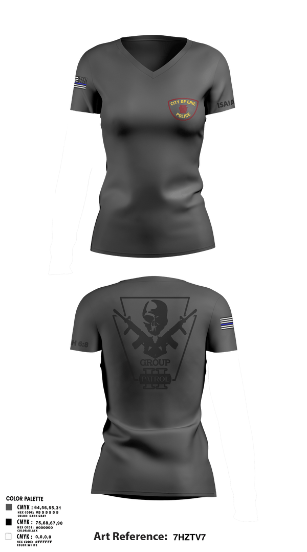 Women's Short Sleeve Vneck Shirt, Erie police department, Police, Teamtime, Team time, sublimation, custom sports apparel, team uniforms, spirit wear, spiritwear, sports uniforms, custom shirts, team store, custom team store, fundraiser sports, apparel fundraiser