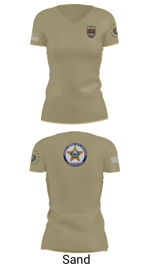 Women's Short Sleeve Vneck Shirt, Battallion Nonualco, Army, Teamtime, Team time, sublimation, custom sports apparel, team uniforms, spirit wear, spiritwear, sports uniforms, custom shirts, team store, custom team store, fundraiser sports, apparel fundraiser