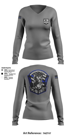 Women's Long Sleeve Vneck Shirt, K-9, , Teamtime, Team time, sublimation, custom sports apparel, team uniforms, spirit wear, spiritwear, sports uniforms, custom shirts, team store, custom team store, fundraiser sports, apparel fundraiser