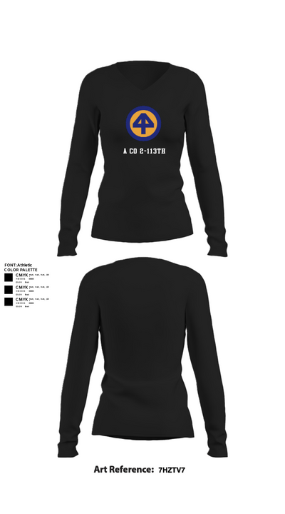 A CO 2-113th 30302510 Women's Long Sleeve V-neck Shirt - 22