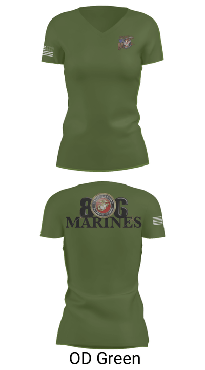 806 Marines 13874790 Women's Short Sleeve V-neck Shirt - 48