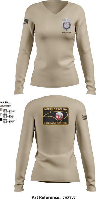 Women's Long Sleeve Vneck Shirt, District E5, Police, Teamtime, Team time, sublimation, custom sports apparel, team uniforms, spirit wear, spiritwear, sports uniforms, custom shirts, team store, custom team store, fundraiser sports, apparel fundraiser
