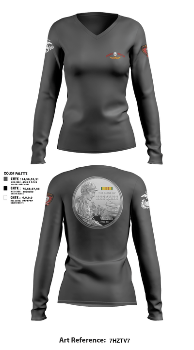 B Co. 3rd Recon Bn Force Reconnaissance3rd Recon Co.3rd Reconnaissance 55773170 Women's Long Sleeve V-neck Shirt - 1