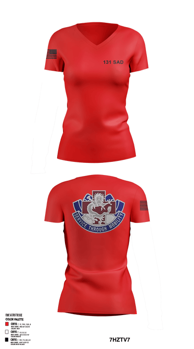 131st SAD131 SAD 10490536 Women's Short Sleeve V-neck Shirt - 3