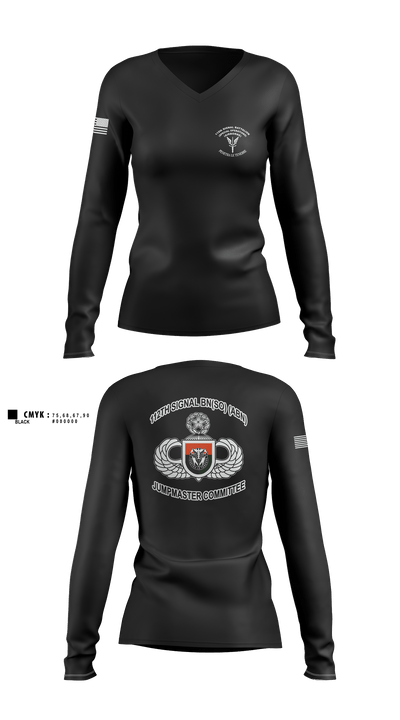 112th Signal Jumpmaster 13242018 Women's Long Sleeve V-neck Shirt - 1