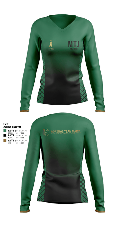 Adrenal Team Maria Pelotonia 64840628 Women's Long Sleeve V-neck Shirt - 1