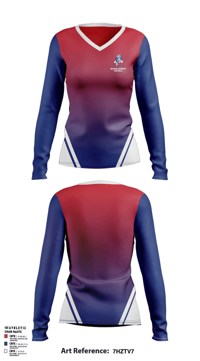 Boston Patriots Football & Cheerleading 37651990 Women's Long Sleeve V-neck Shirt - 1