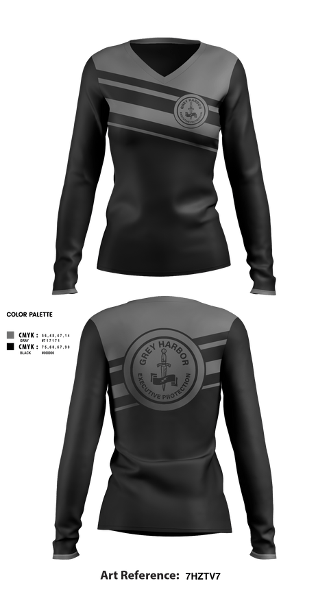Women's Long Sleeve Vneck Shirt, Grey Harbor Executive ProtectionGrey Harbor Executive Protection, , Teamtime, Team time, sublimation, custom sports apparel, team uniforms, spirit wear, spiritwear, sports uniforms, custom shirts, team store, custom team store, fundraiser sports, apparel fundraiser