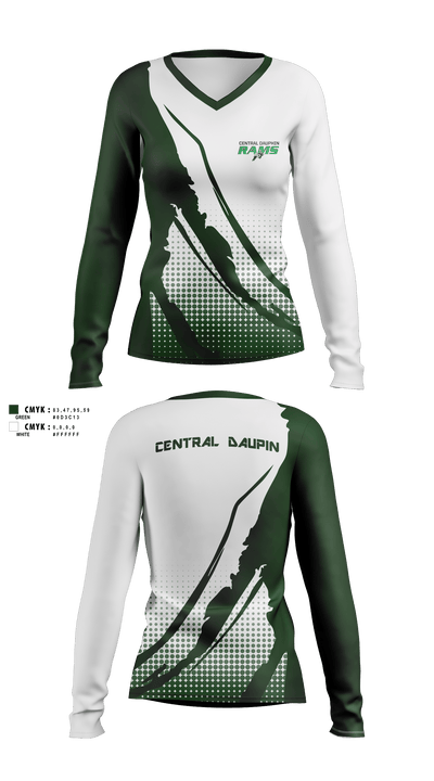 Central Dauphin High School 44934888 Women's Long Sleeve V-neck Shirt - 3