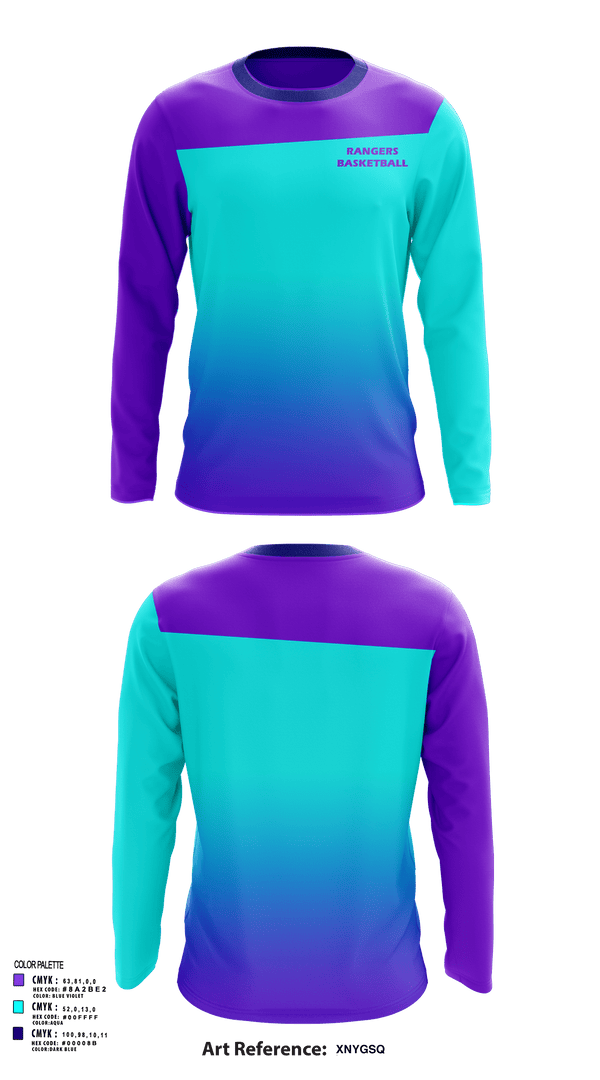Long Sleeve Performance Shirt, Rangers, Men's Basketball, Teamtime, Team time, sublimation, custom sports apparel, team uniforms, spirit wear, spiritwear, sports uniforms, custom shirts, team store, custom team store, fundraiser sports, apparel fundraiser