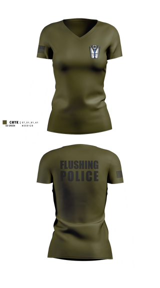 Flushing Police Department 31857858 Women's Short Sleeve V-neck Shirt - 3