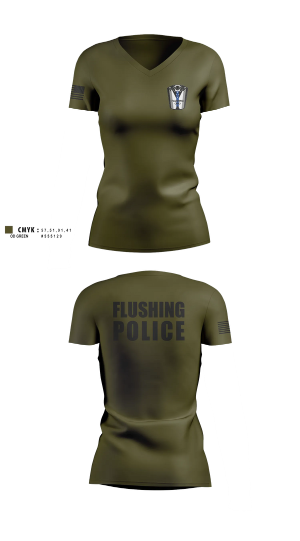 Flushing Police Department 31857858 Women's Short Sleeve V-neck Shirt - 3